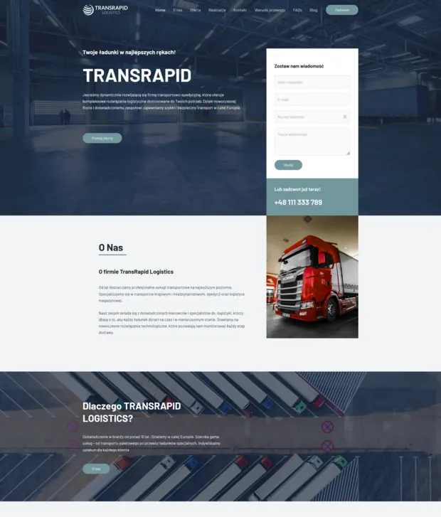 Miniatura szablonu TransRapid, zalecena strona internetowa dla firmy logistycznej
