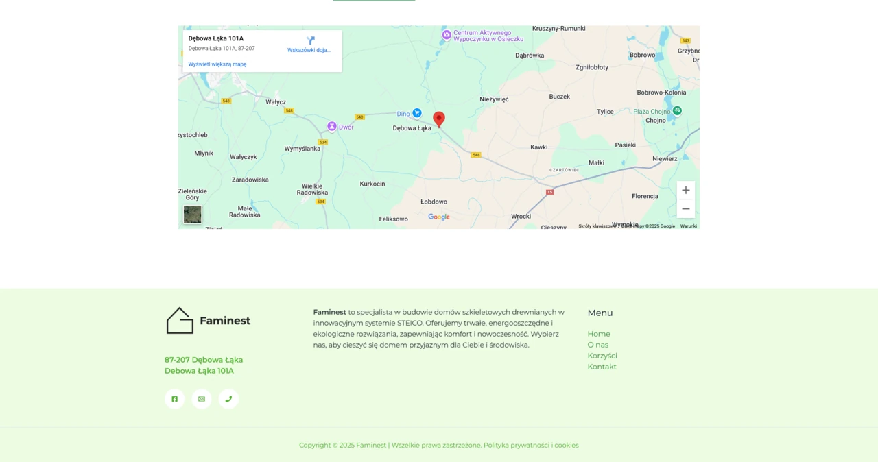 Strona główna, mapka, stopka, strona internetowa dla firmy budowlanej