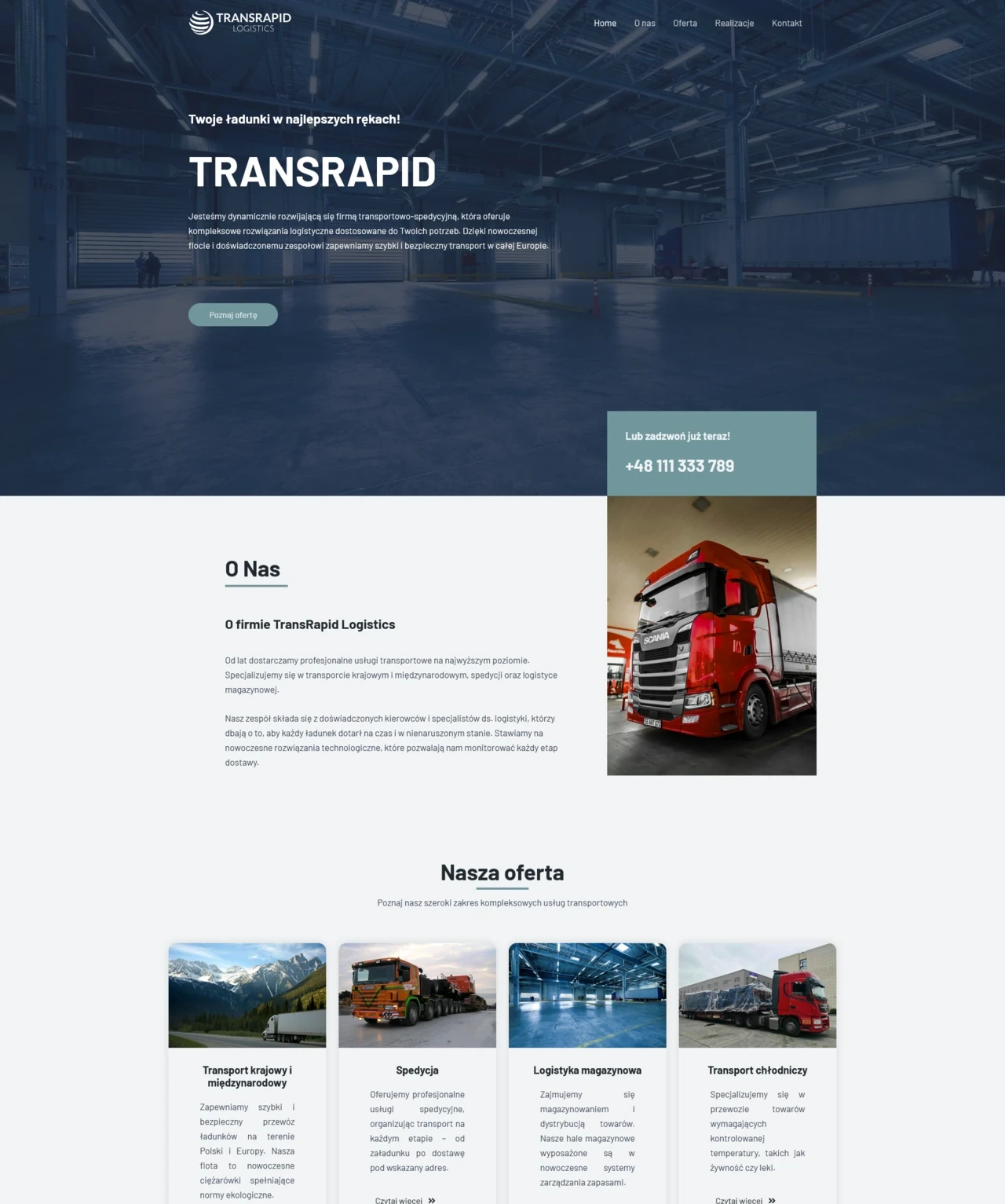 TransRapid, Strona główna, O Nas, oferta
