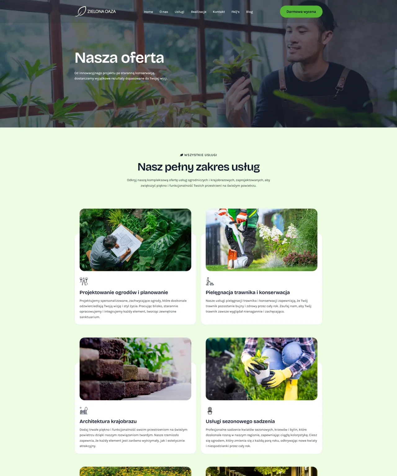 Szablon Zielona Oaza, Nasza oferta, część 1