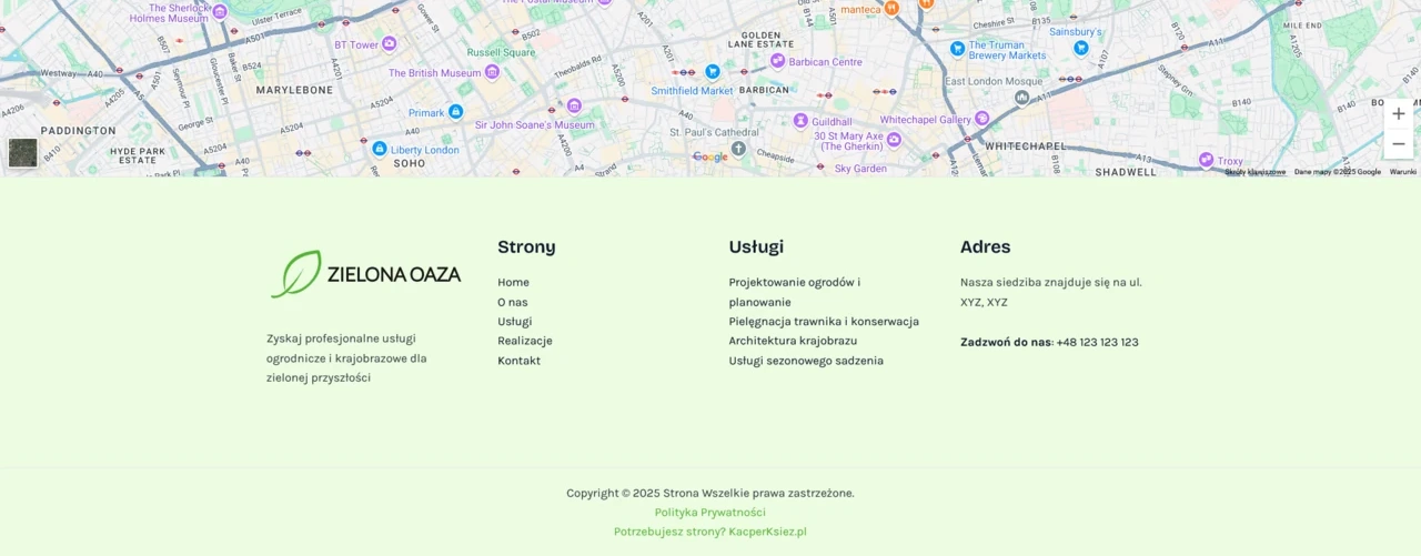 Zielona Oaza, O Nas, mapka, stopka
