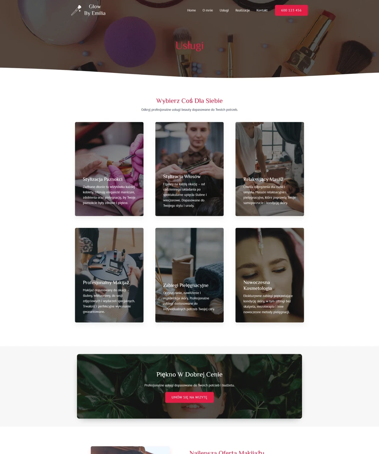 GlowBy, Usługi, oferta, cta