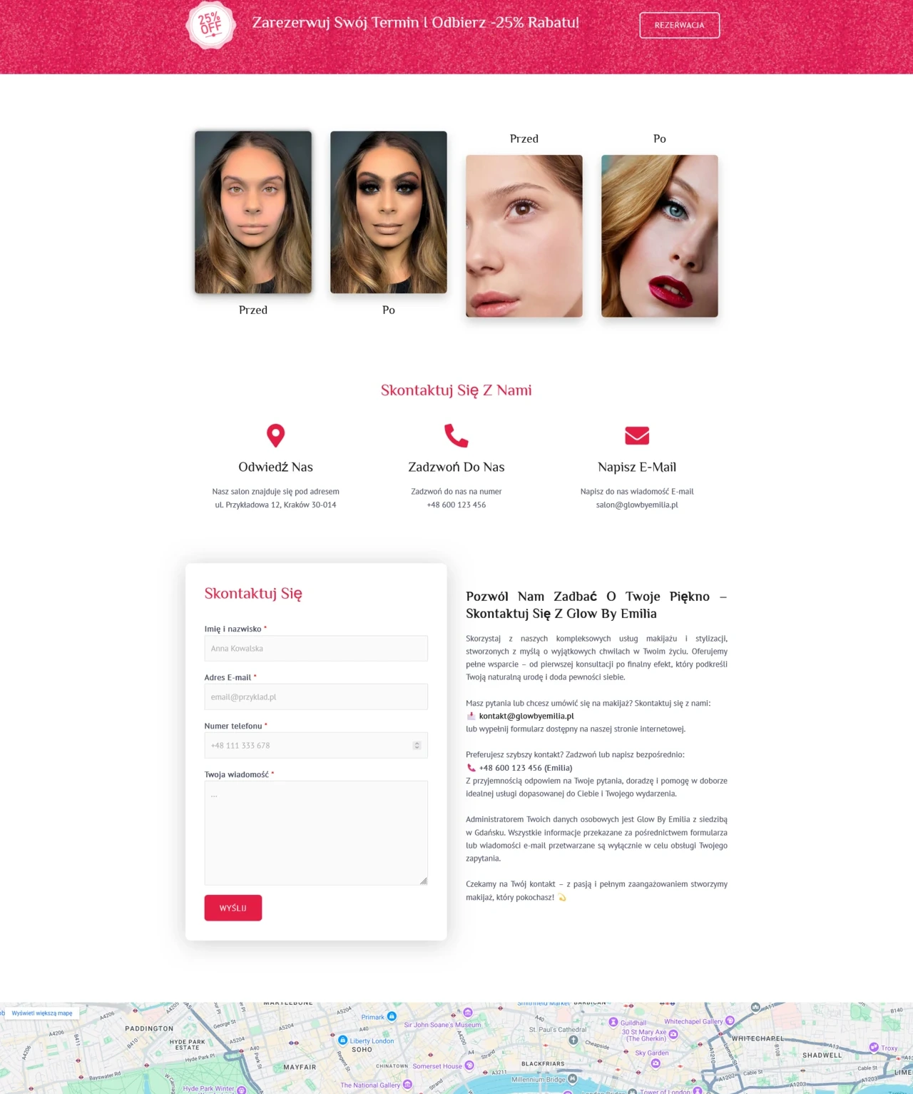 GlowBy, Realizacje, przed i po, kontakt