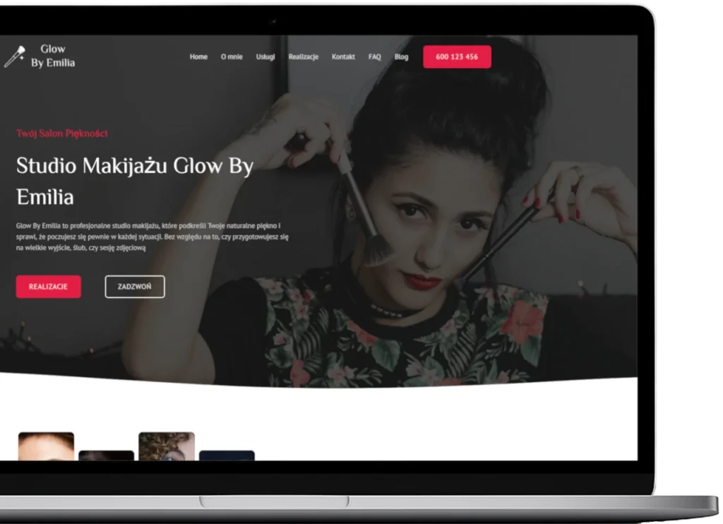 Szablon GlowBy na laptopie