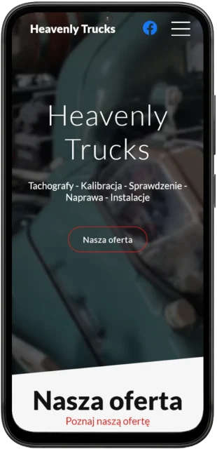 Strona internetowa dla serwisu tachografów na smartfonie