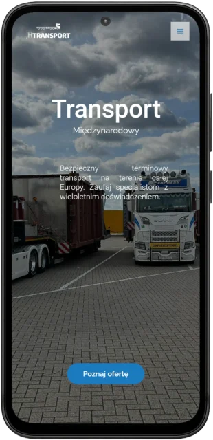 Strona internetowa dla firmy transportowej na smartfonie