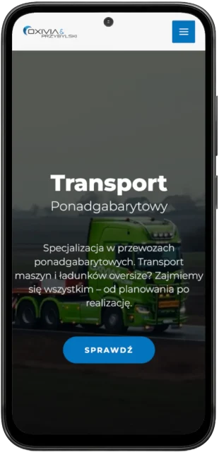 Strona internetowa dla firmy logistycznej na smartfonie